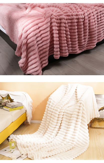 500gsm Heavy Plush Blanket, Ultra Thick Fluffy Blanket for Bed, Sofa & Travel, Baby to Double Size