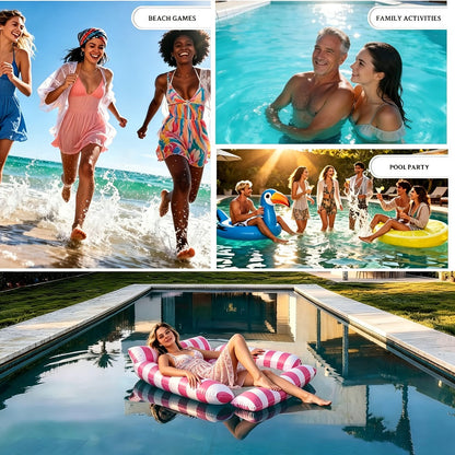 Striped Mesh Pool Float Chair Set, 110cm Size in Blue, Dark Blue, Pink or Mixed Two- and Three-Piece Options