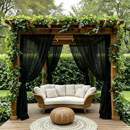 Six-Panel Sheer Outdoor Curtain Sets in Ten Colors with 37- or 54-Inch Width and Seven Length Options