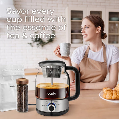 OD-T1206 Glass Coffee Maker and Tea Brewer with 1.2L Capacity, 600W Rating and Keep-Warm Control