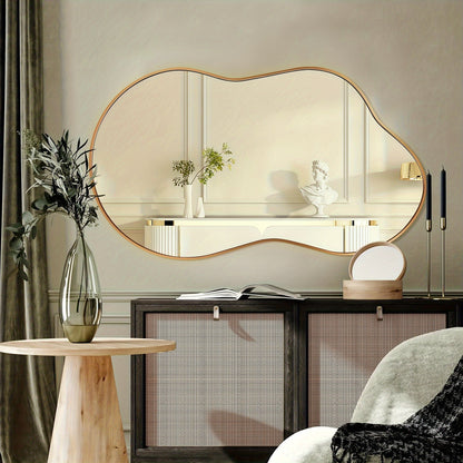 Irregular Asymmetrical Wall Mirror with Gold Frame in 20 x 36, 24 x 36 or 26 x 46 Inch Sizes