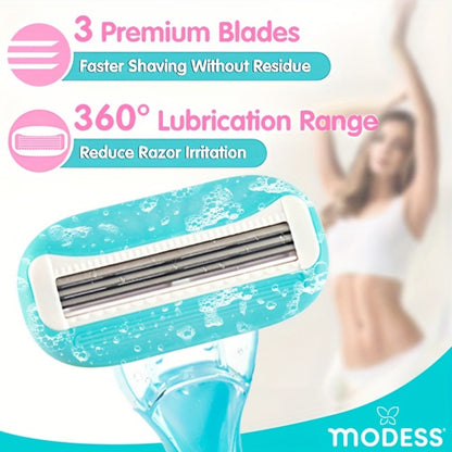 Sensitive Skin Disposable Razors for Women Pastel Teal Blush Pink 4-Pack & 8-Pack Smooth Close Shave Legs Underarms Protective Blade Cap