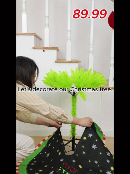 6 Foot Artificial Christmas Tree with Lights Tree Skirt and Christmas Ball Bendable Xmas Tree for Entryways, Bedrooms and Living Spaces