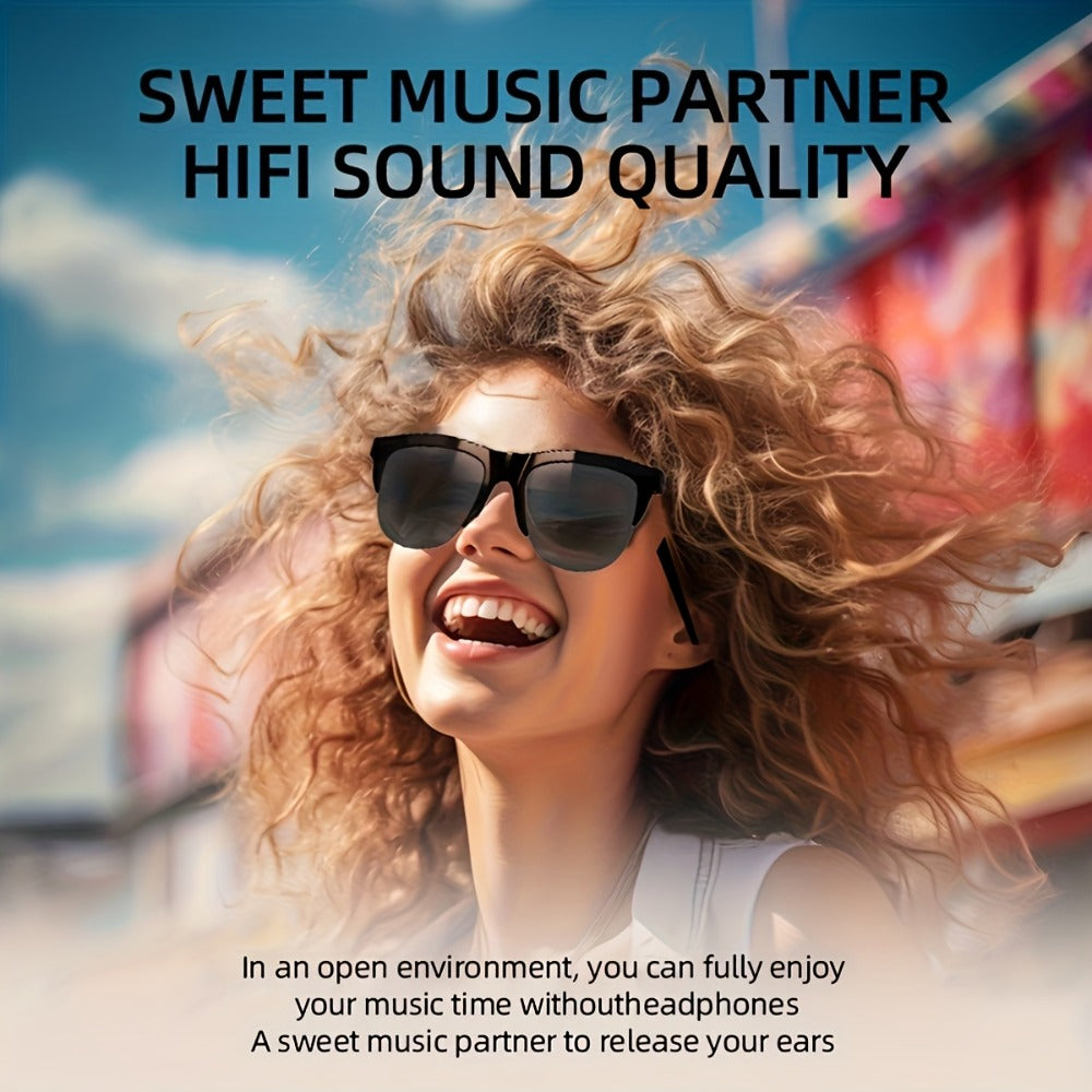 Smart Glasses Open-Ear Bluetooth Audio Eyewear with Built-In Speaker, Microphone and Black or White Frames