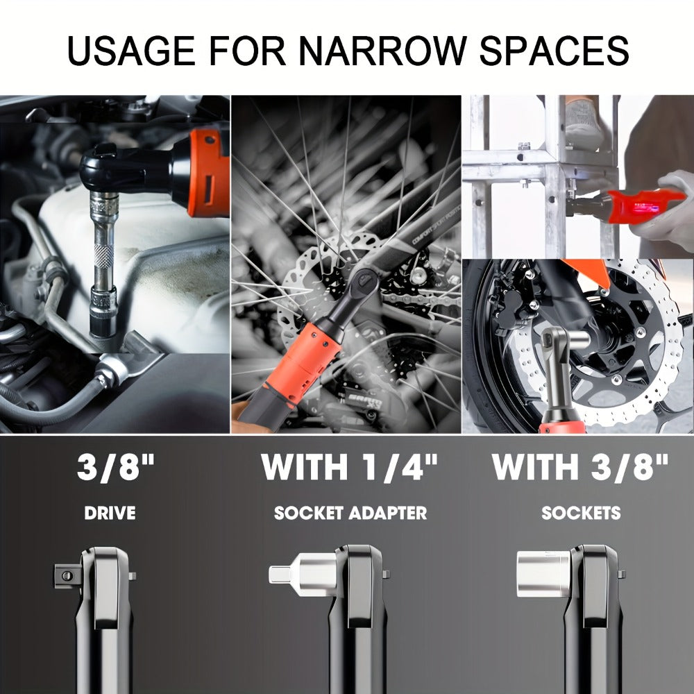 Cordless Electric Ratchet Wrench Set 12V - 45Nm High Torque 3/8" Rechargeable Ratchet Wrench with Battery