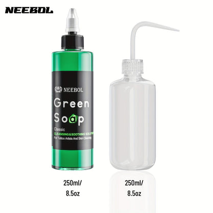 Tattoo Green Soap Concentrated Cleaning Solution 8.5oz with Squeeze Bottle Skin Prep Before During & After Tattooing Moisturizing Balm