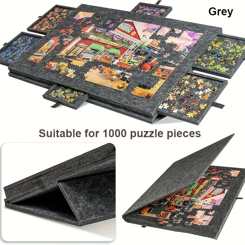 Large Puzzle Board for 1000 Piece Puzzles with 6-Drawer Sorting System, Foldable Jigsaw Table with Built-In Stand
