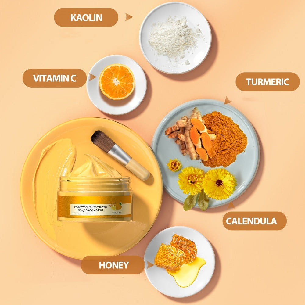 Turmeric Vitamin C Mud Mask 100ml - Deep Cleansing Pore Minimizer Face Mask, Remover Radiant Skin Weekly Skincare for Women