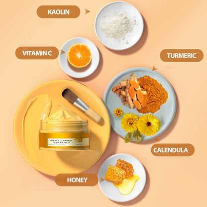Turmeric Vitamin C Mud Mask 100ml - Deep Cleansing Pore Minimizer Face Mask, Remover Radiant Skin Weekly Skincare for Women