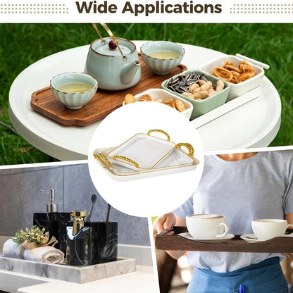 3-Piece Rectangular Serving Tray Set with Handles, Plastic Food Trays for Parties, Dinners & Gatherings