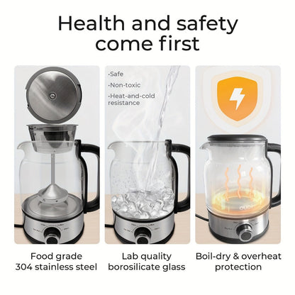 OD-T1206 Glass Coffee Maker and Tea Brewer with 1.2L Capacity, 600W Rating and Keep-Warm Control