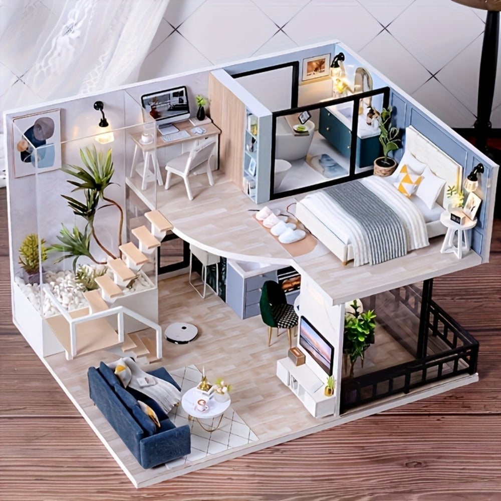 Double Story Wooden Cottage 3D Puzzle Model Kit with Furniture & Tools with the Listed Color, Size or Set Options for Everyday Use