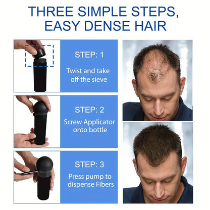 Hair Thickening Fibers Set 2-in-1 with Applicator Spray - Instant Volume & Fuller Look for Thinning Hair