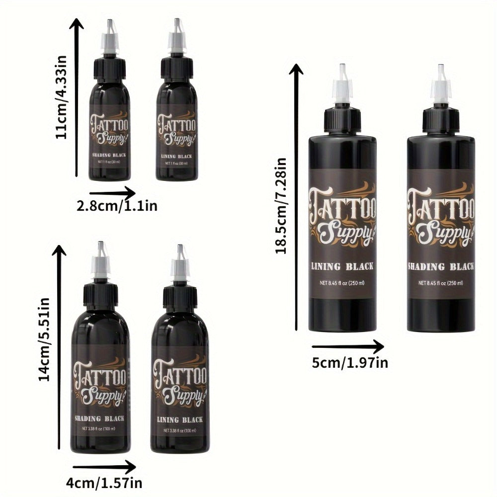 Neebol Super Black Tattoo Ink Darkest Outlining Shading Blending Fade-Resistant Professional Body Art Pigment for Artists & Beginners 100ml