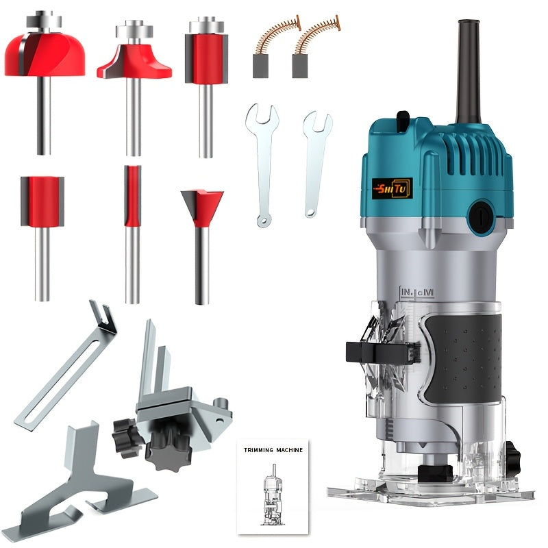 Power Tools Shi Tu Electric Wood Router and Edge Trimmer with Adjustable Speed and Accessory Bundle Options