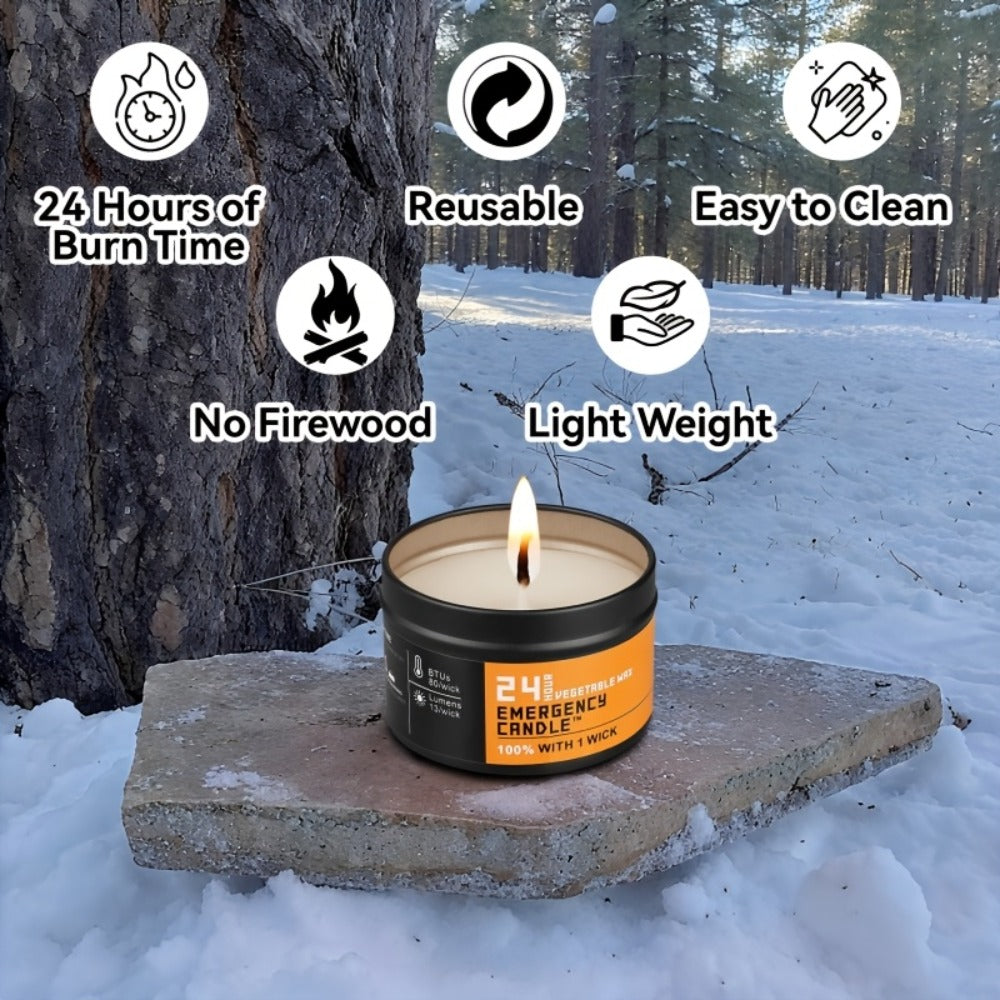 Emergency Soy Wax Candles Long Burning, 4 or 6 Pack Unscented Single-Wick Candles in Golden Tin for Power Outages