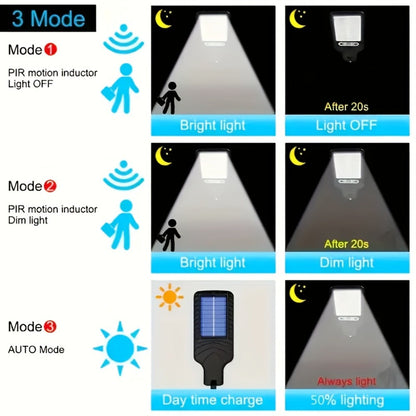 Solar Motion Sensor Security Wall Light 108COB LED, Outdoor Solar Powered Street Light with Remote Control & 3 Modes