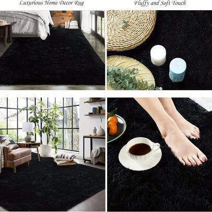 Rectangular Shaggy Area Rug with Nine Color Labels and 3 x 5-Foot to 8 x 10-Foot Size Options