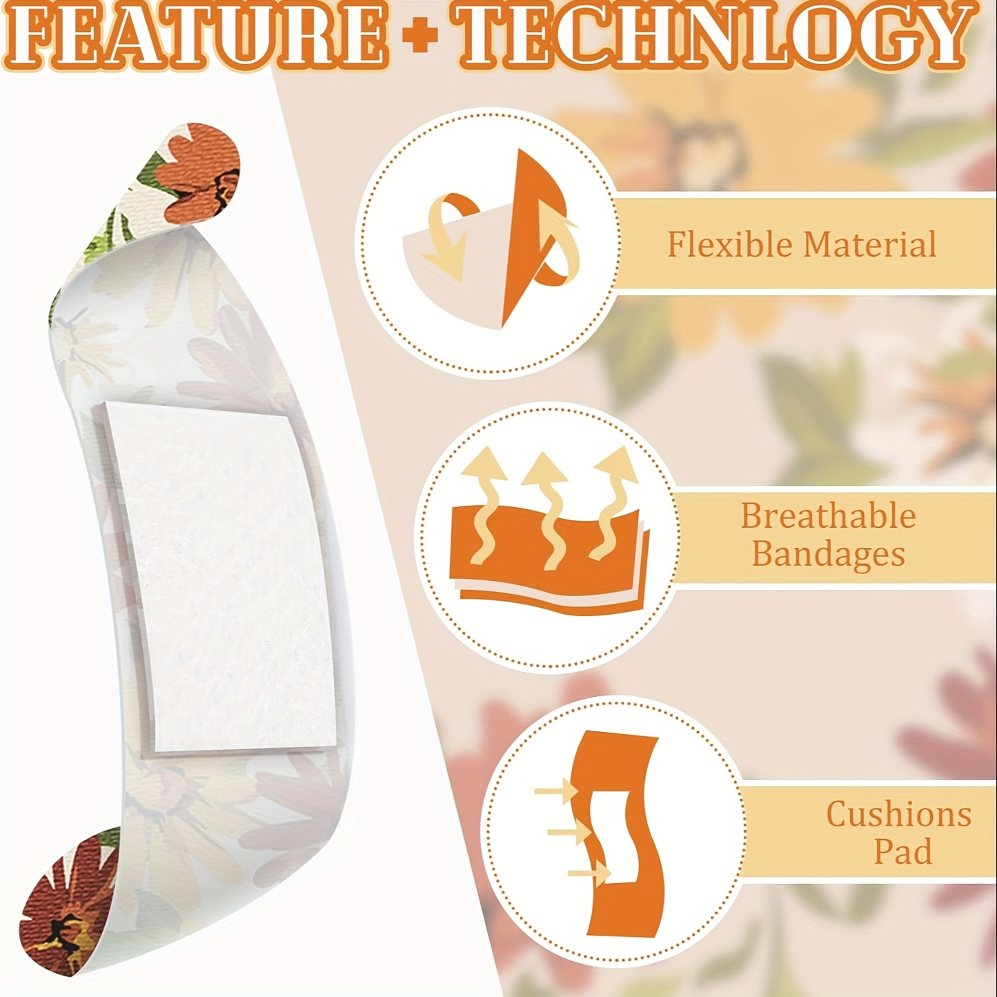 180-Piece Patterned Fabric Adhesive Bandage Pack with 12 Floral, Animal and Solid Color Styles