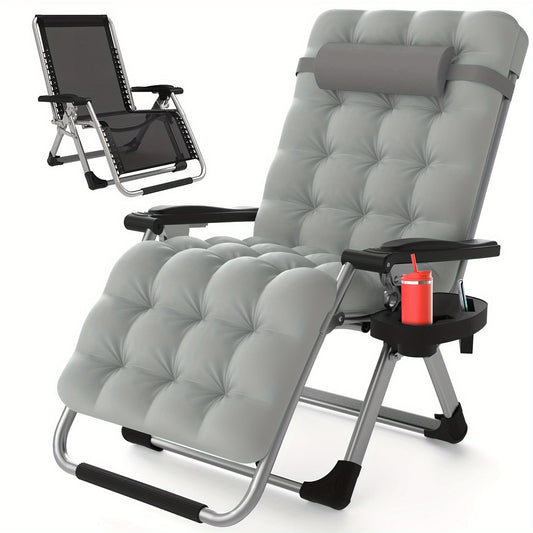 Zero Gravity Chair Outdoor Recliner – 440LBS Capacity, 4-Inch Thick Cushion, Upgraded Aluminum Lock, Cup Holder & Headrest, Breathable Mesh