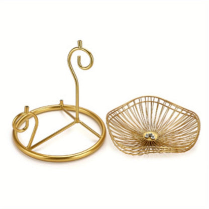Fruit Basket Stand 3-Tier Decorative Iron Metal Wire Fruit Bowl with Lotus Leaf Design, Countertop Holder for Fruits Vegetables Bread