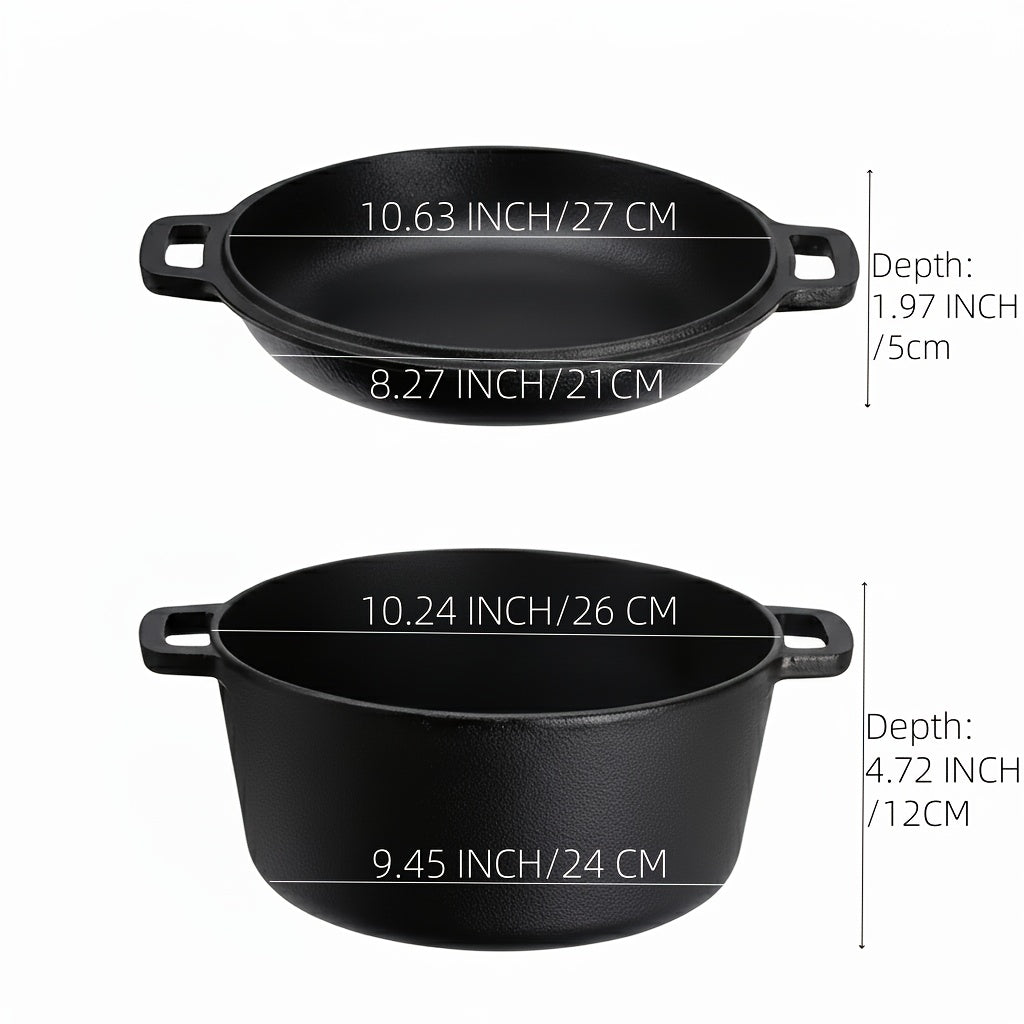 Cast Iron Cookware Set for Kitchen Camping BBQ – Non-Stick Skillet Dutch Pot Frying Pan Baking Tray Griddle Options