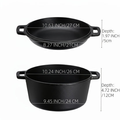 Cast Iron Cookware Set for Kitchen Camping BBQ – Non-Stick Skillet Dutch Pot Frying Pan Baking Tray Griddle Options
