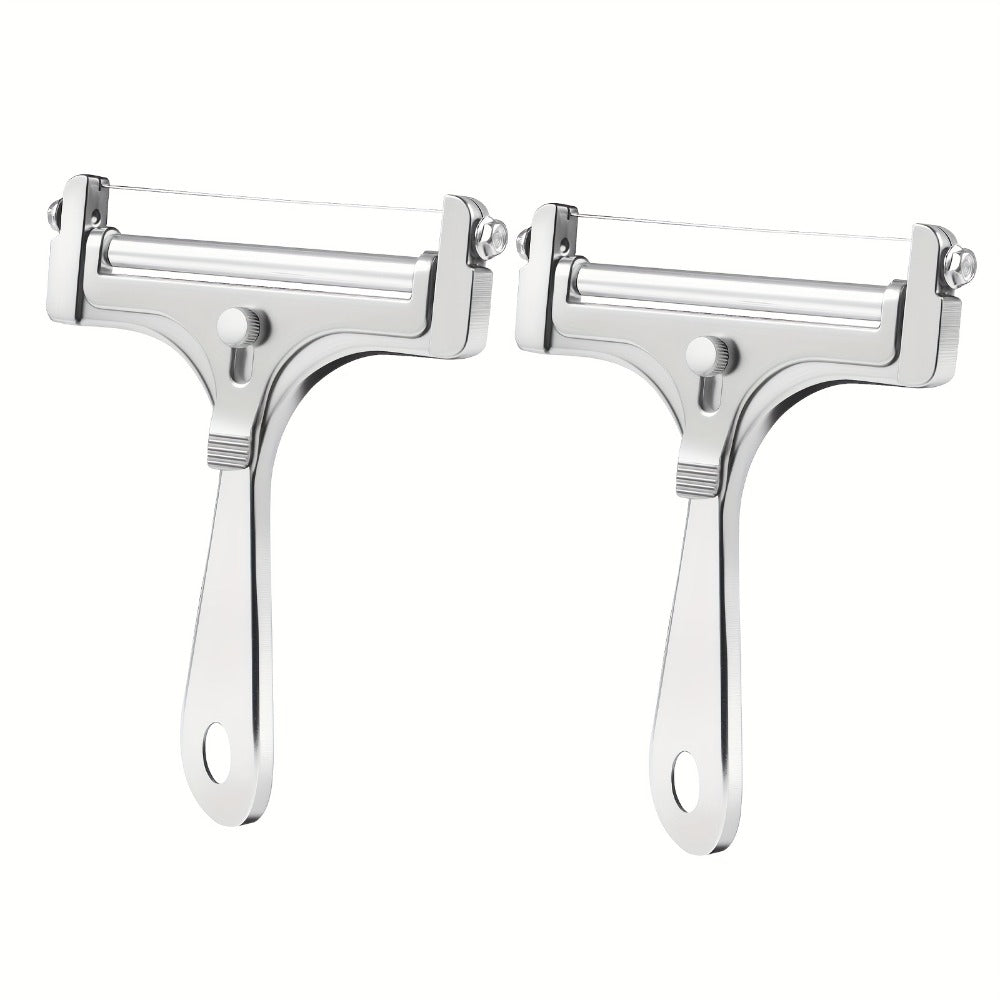 Cheese Slicer Adjustable Thickness 2-Pack, Stainless Steel Wire Cheese Cutter for Hard & Cheese