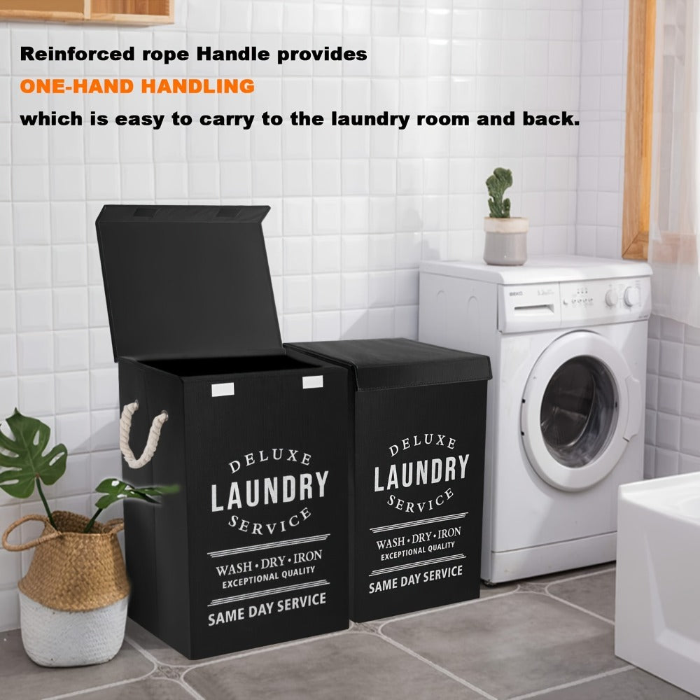 Collapsible Laundry Hamper with Lid – 22.45 Gallon Large Foldable Laundry Basket Bin for Clothes, Bedroom Organizer & Toy Storage – Black