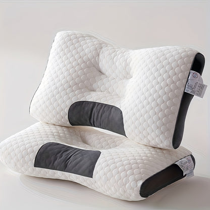 Two-Pillow Contoured Neck Pillow Set with White and Gray Cover and 74 x 41 cm Pictured Size