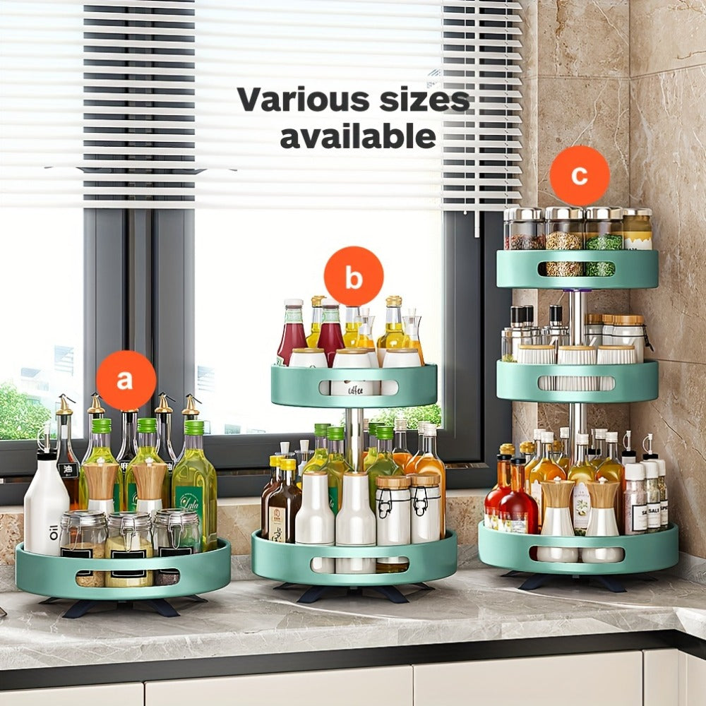 Rotating Spice Rack Double Layer Stainless Steel Countertop Corner Seasoning Storage for Laundry Rooms, Closets and Home Organization