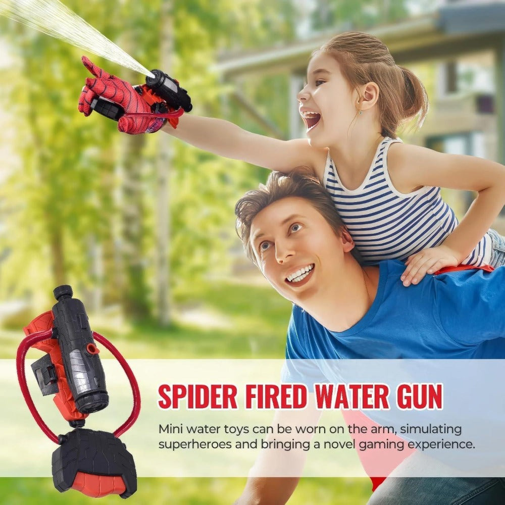 Wrist Spider Web Shooter Toy for Kids & Teens, Superhero Web Launcher Set with Eye Mask Target & Water Gun
