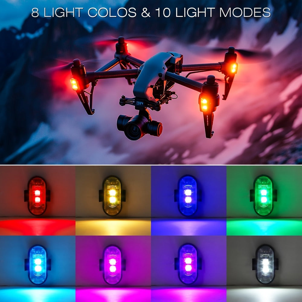 Wireless LED Strobe Warning Lights 6-Pack 8 Colors USB Charging IP65 Waterproof Anti-Collision Safety Light for Car Interior Truck