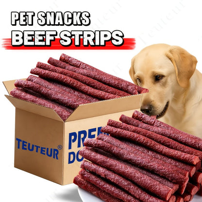 Dog Treats TUTULIFE Beef Tendon Strips and Beef Block Pieces in Three 155g Package Options for Reward Use