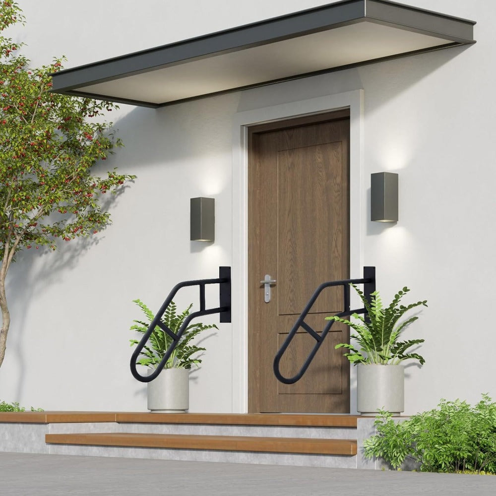 Stair Handrail Outdoor Anti-Slip Wall Mounted for 1-3 Steps, U-Shaped Carbon Steel Grab Bar for Porch