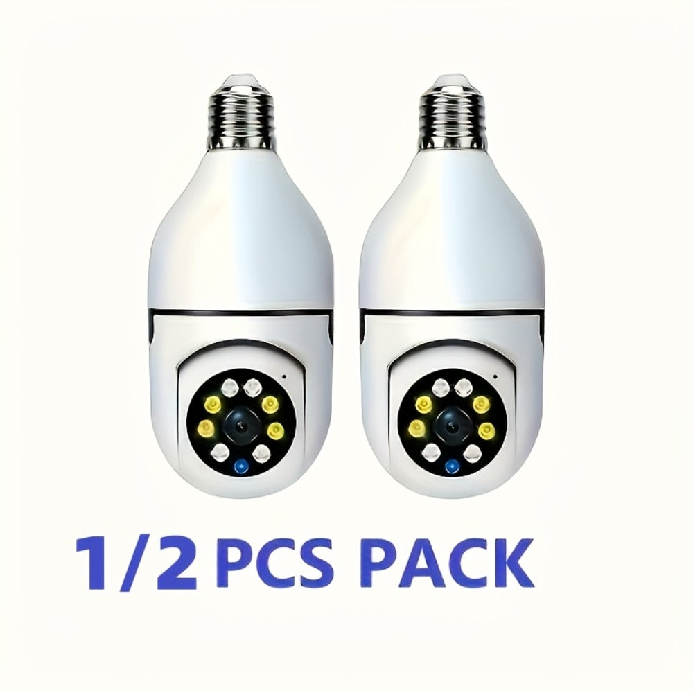 E27 Bulb Camera 360° Pan & Tilt 3MP 1080P, Full-Color Night Vision, Two-Way Audio, Motion Detection