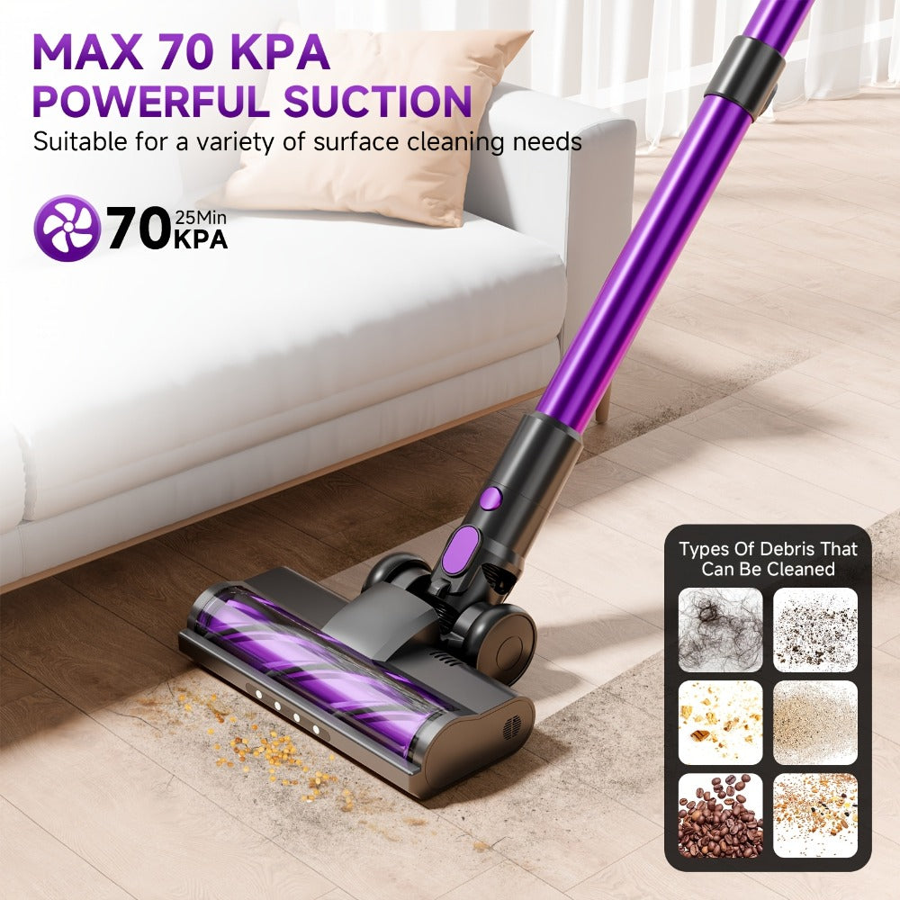 Cordless Three-Speed Stick Vacuum Cleaner with Detachable Battery, LED Floor Brush and Seven Colors