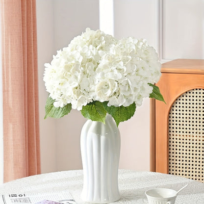Artificial Flowers 21-Inch Full-Latex Hydrangea Stems in 4 or 8-Piece Sets with Flexible Wire
