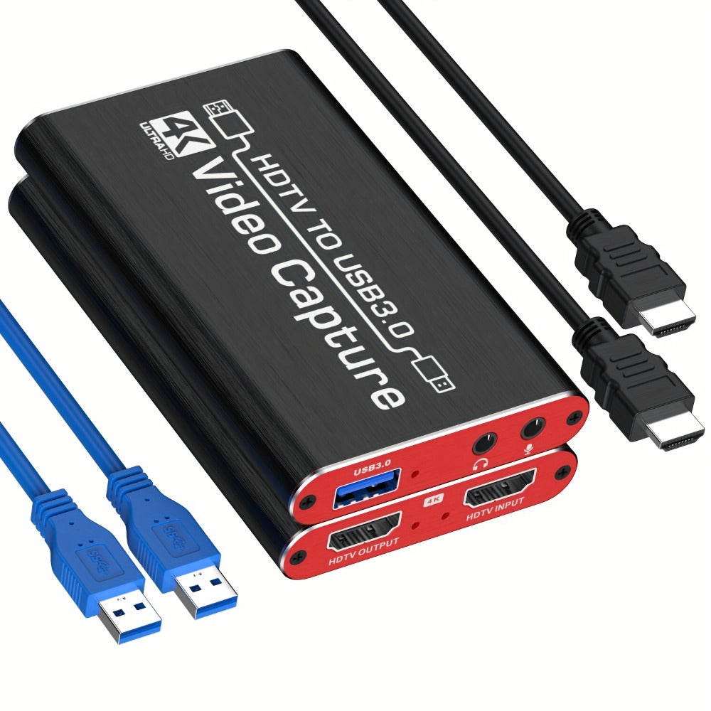 HDMI Capture Card with Microphone & 4K Loop-Out for Streaming, 1080P 60fps USB Video Recorder for Gaming