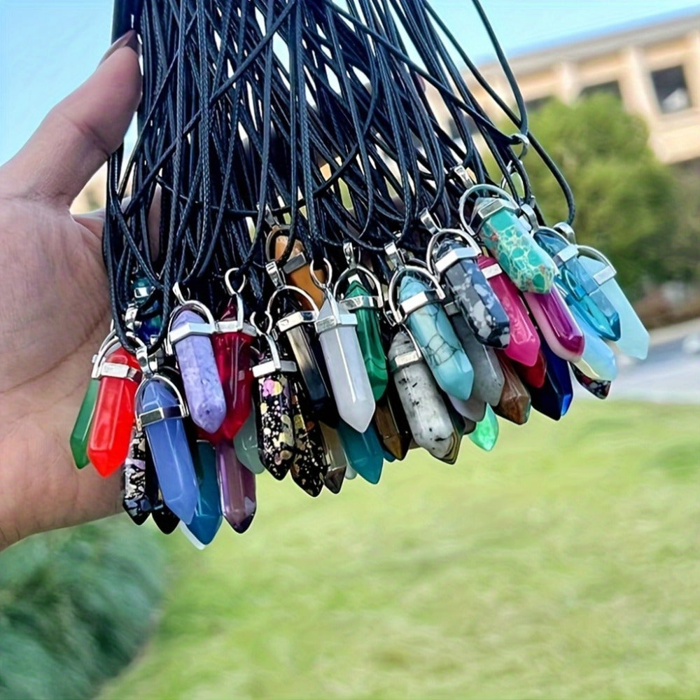 Pendant and Cord Jewelry Making Set with 30 Colored Point, Cross or Heart Pendants and 30 Black Necklaces