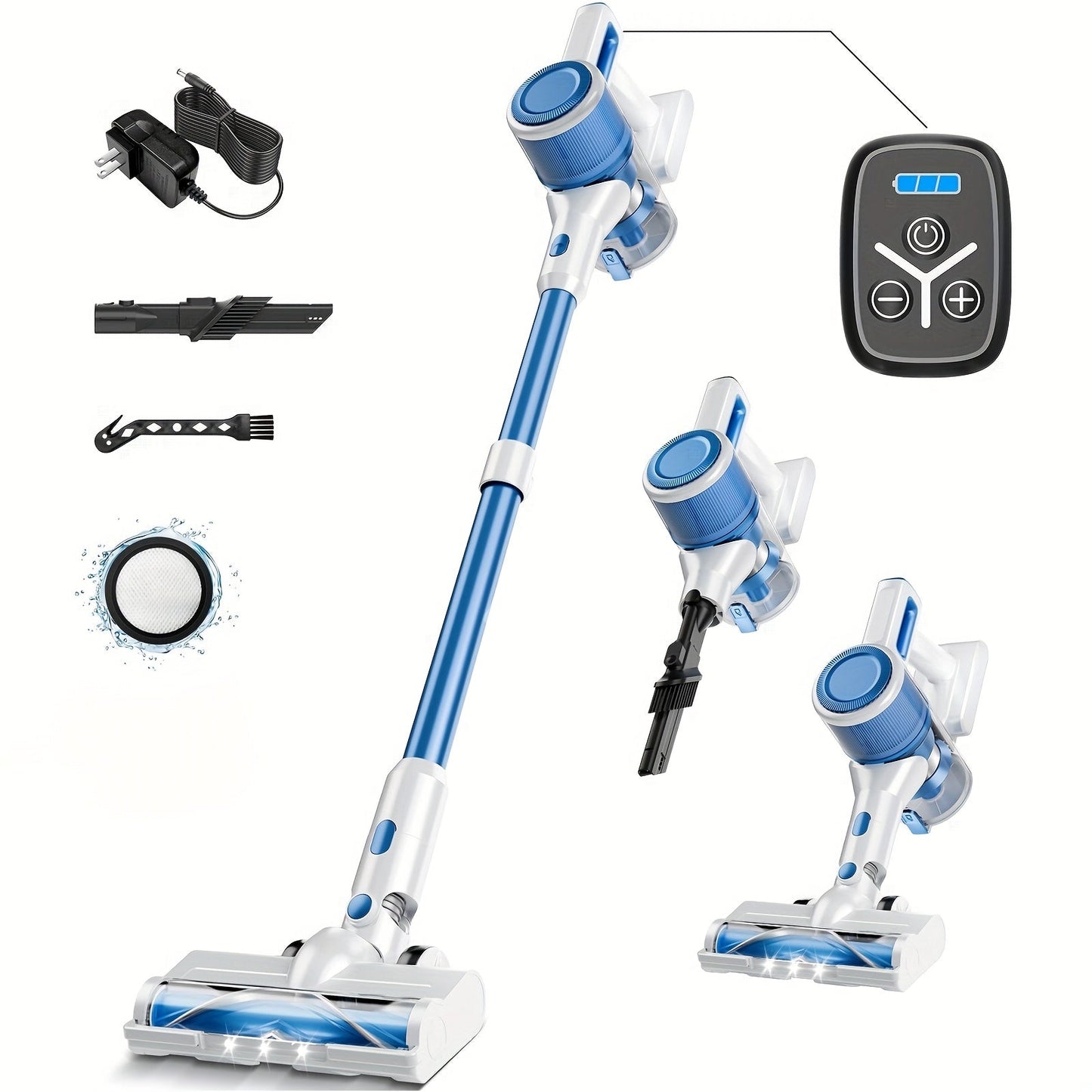 Stick Vacuum Cleaner 70Kpa MAX Suction Cordless & Corded 8-in-1 Handheld Vacuum for Hard Floors, Carpets & Pet Hair