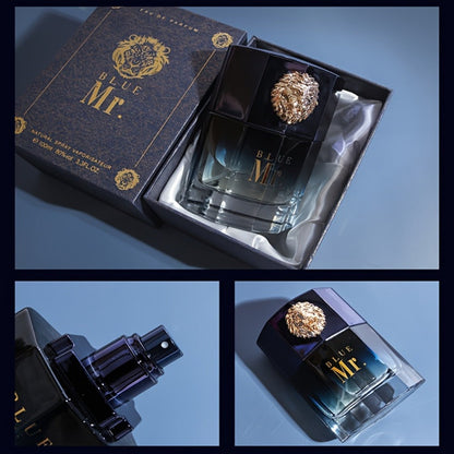 Men's Cologne Spray, Mr. Blue Lion Masculine EDT, Fresh Woody Scent for Sports Business Romance, Elegant Gift for Him