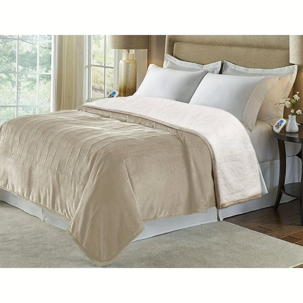 Dual Control Electric Heated Blanket with 10 Heat Levels - Auto Shutoff, Overheat Protection, Fast Heating