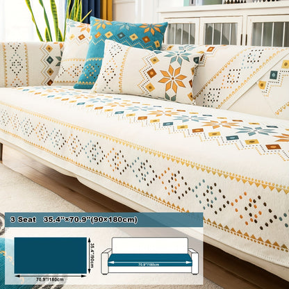 Sofa Cover Bohemian Border Panels for 2, 3 or 4-Seater Sofas and Backrest in Grey, White or Orange