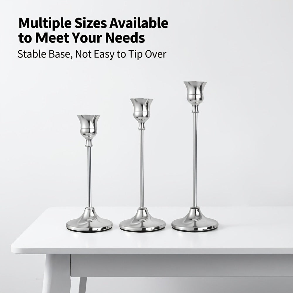 Copper Plated Candlestick Holders Bulk Set for Entryways, Bedrooms and Living Spaces, with the Listed Configuration