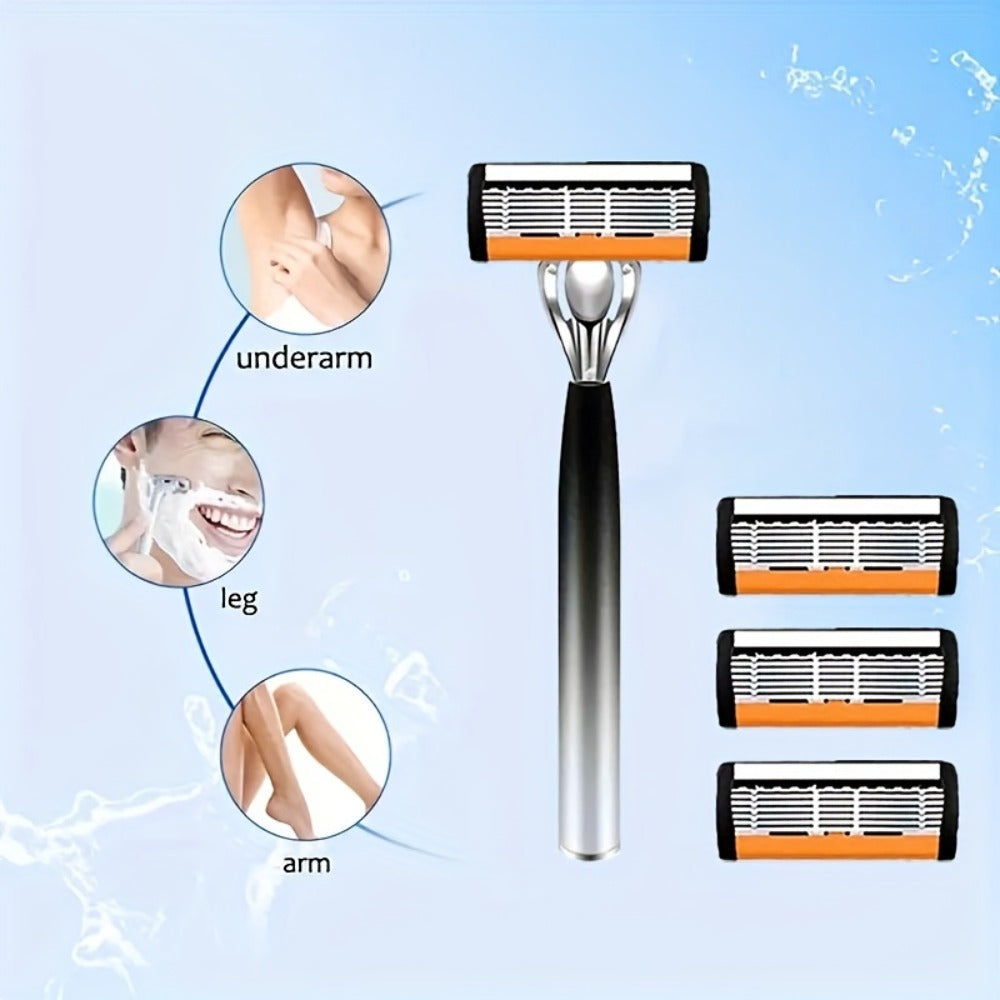 Safety Razor Set for Men 2 Anti-Slip Handles & 24 Ultra-Sharp Replaceable Stainless Steel Blades – Smooth Painless Close Shave