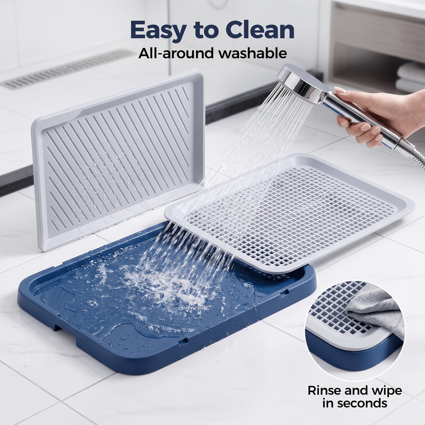 Indoor Dog Toilet Tray – Splash-Proof Wall Style, Non-Slip Removable Pet Potty Tray in Thickened PP for Small to Medium Dogs, Extra Large