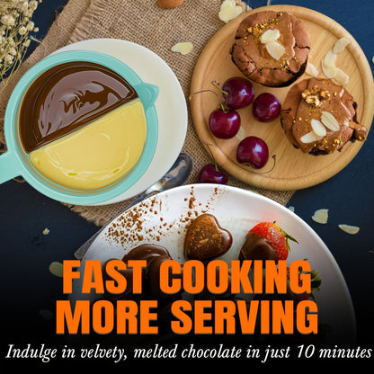 Electric Fondue Pot Chocolate Melting Pot with 2 Pots for Candy & Chocolate - 2.5 Cup, Non-Stick Dual Melting Pots for Cake Pops