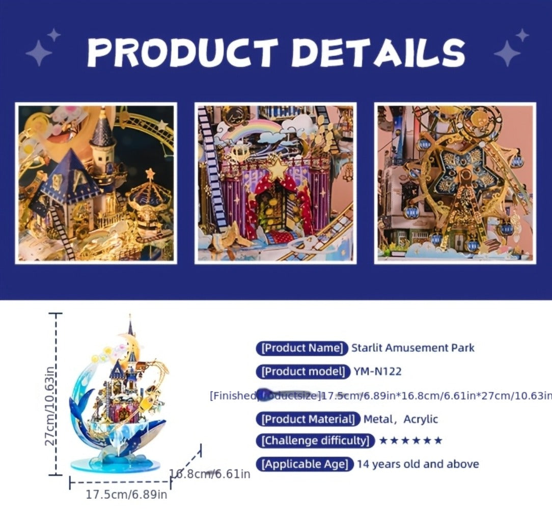 3D Metal Model Kit MU Star Playground, Handcrafted Garden Scene DIY Puzzle for Teens & Adults Ages 14+