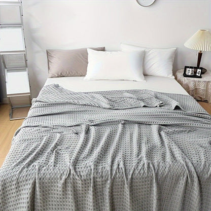 Cotton Waffle Blanket, Pure Cotton Multilayer Summer Cooling Quilt, Jacquard Knit, Air Conditioning Blanket